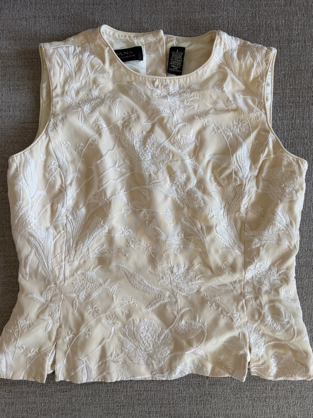 elegant Dana Buchman floral embroidered silk blend top